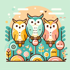 Obraz premium owl vector illustration white background