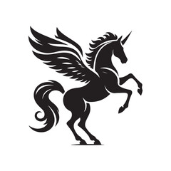 Pegasus vector silhouette clip art logo design illustration