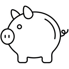 Simple Thin Line Icon of a Piggy Bank Representing Savings Finance Investment and Financial Security for Website and App Design Projects