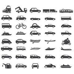 silhouette of planes , cars , trucks