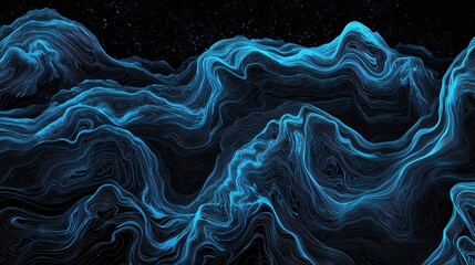 Obraz premium Blue and black abstract flowing dynamic waves vector background illustration , no logos, no brands
