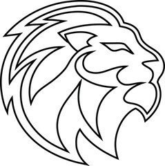 Powerful lion outline vector logo, aggressive lion head icon for team or mascot design.
