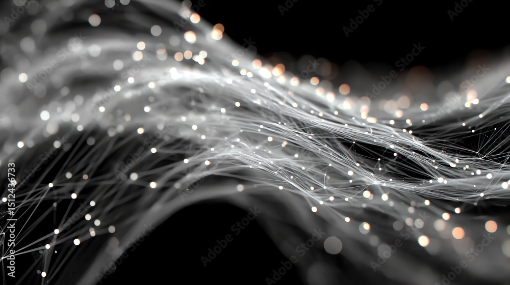 Fototapete a stunning abstract representation of digital waves, showcasing intricate lines and glowing dots aga