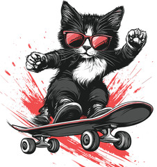 black cat on a skateboard