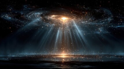 Blue light flare and glowing starlight burst on transparent background