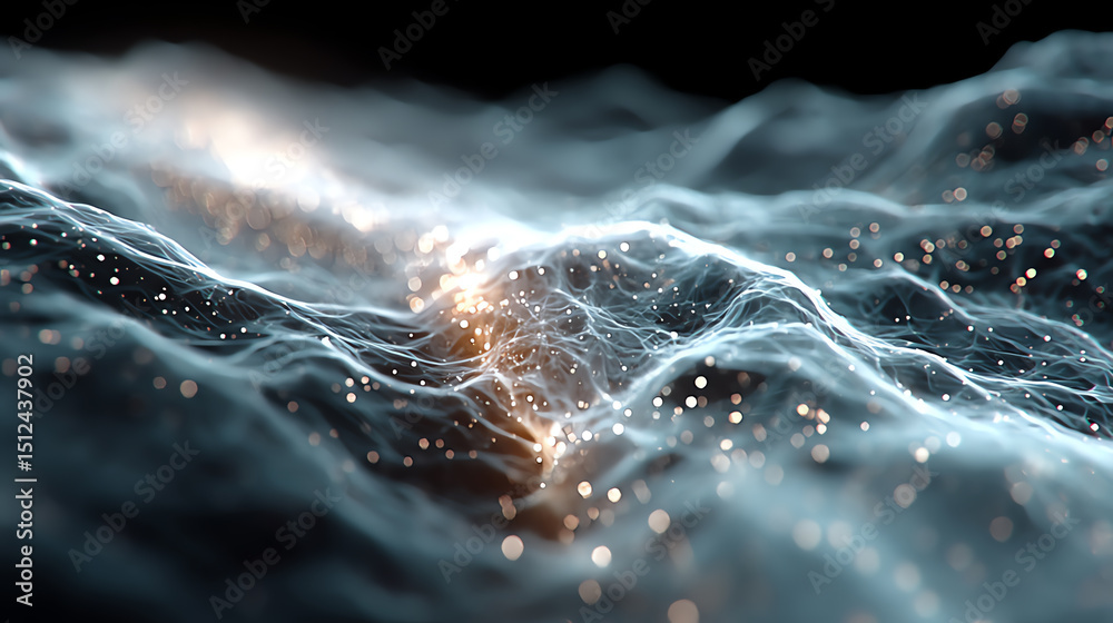 Leinwandbilder abstract image of glowing particles and flowing waves, representing energy, movement, and technology