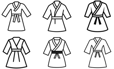 Six Stylish Outline Designs of Kimonos or Bathrobes