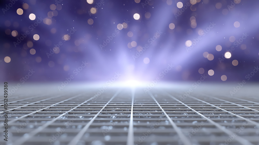 Poster Futuristic abstract background with light beams and grid pattern, evoking a sense of innovation and digital advancement.