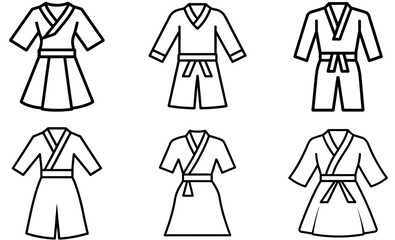 Six Stylish Outline Designs of Kimonos or Bathrobes