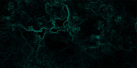 Abstract texture with deep emerald green wisps  smoke or energy black background. Glowing tendrils with complex, tangled network of organic, vein-like patterns, resembling electric currents or cosmic 