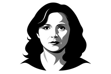 Mother’s face illustrated in black and white with graceful sketch detailing