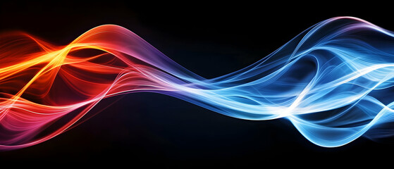 Abstract Glowing Waves In Red And Blue Colors