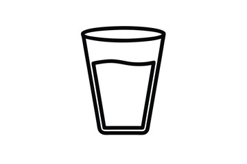 Trendy Flat Style Water Glass Icon Design with a Cat Illustration Element Perfect for Modern Graphic Projects and Creative Visuals Clean and Simple