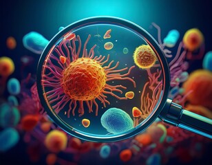 bacteria under magnifying glass causing bladder infection