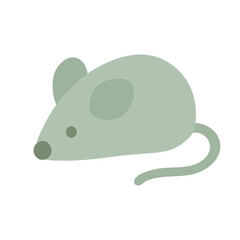 Cartoon green toy mouse with simple shape. Flat vector illustration for pet or playful design themes.