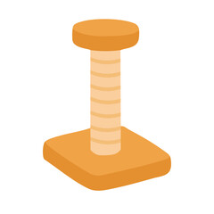 Flat cartoon scratching post for cats with simple shape and warm colors. Vector pet accessory design.