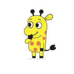 Cute thinking Giraffe Cartoon Character  – Vector Illustration