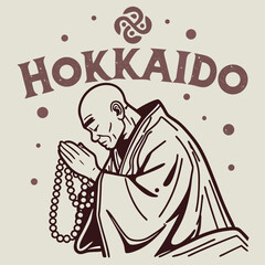 Embrace tranquility with this Hokkaido-themed t-shirt featuring a meditative monk in prayer. Perfect for showcasing your zen spirit and love for Japanese culture, this design is both serene and stylis