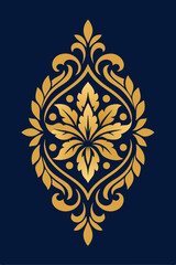  Ornamental Floral Emblem on Blue Background
