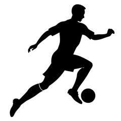 Silhouette of Soccer Player Kicking Ball