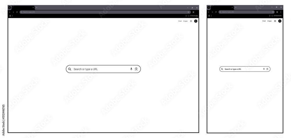 Poster browser window Website mockup template with frames for PC, laptop, tablet, and mobile. Includes light, dark, and night modes. Vector illustration for UI and web design presentations.	
