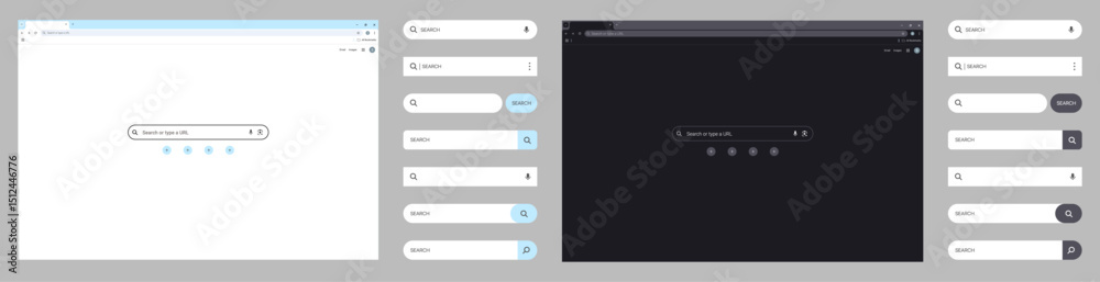 Poster browser window website mockup template with frames for pc, laptop, tablet, and mobile. includes ligh