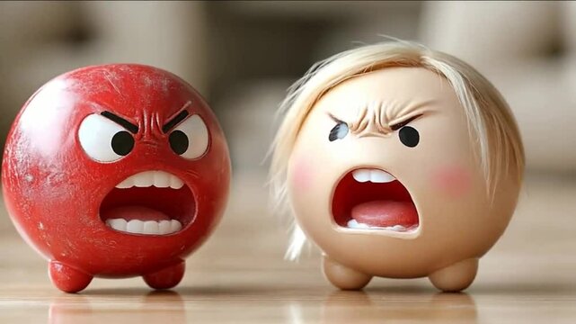 Red fury and blonde rage face off miniature toy showdown of intense emotions