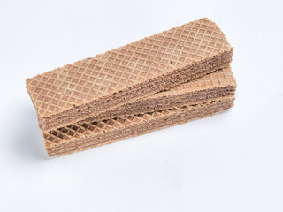 Stack of Delicious Chocolate Wafers on a Clean White Background