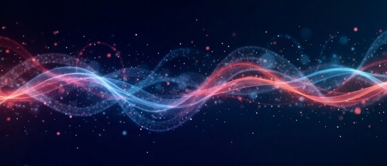 Obraz premium Abstract Red and Blue Particle Waves