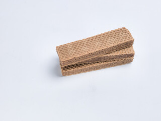 Stack of Chocolate Wafers on a White Background for a Sweet Treat