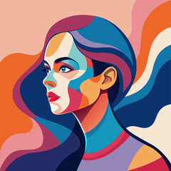 Colorful Abstract Portrait of a Woman — Modern Pop Art Style