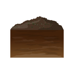 A pile of fertile land in a cut. Potting soil. Fertilized earth. Vector illustration isolated on white background