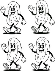 Naklejka premium Funny pickle character vector illustration