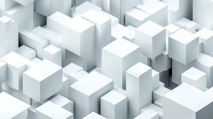 Abstract white geometric cubes composition for modern design concepts