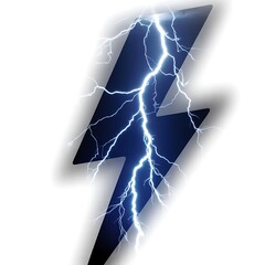 Electric Lightning Bolt Symbol with Power Strike Effect on White Background