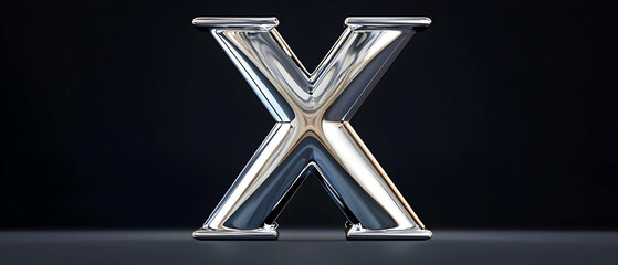 Metallic Silver Capital Letter X