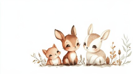 Fototapeta premium Cute animals on white background illustration illustration , no logos, no brands
