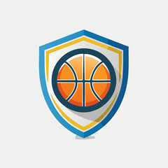 Basketball Team Logo with Mascot and Ball in Shield
