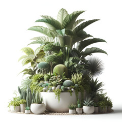 Obraz premium Tropical Potted Palm Plant in Minimalist White Pot
