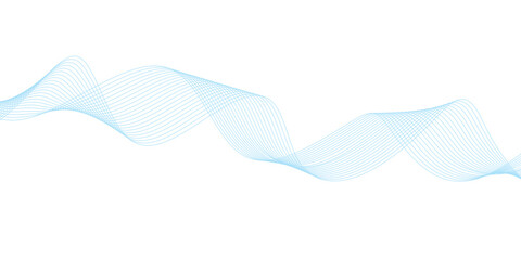 Abstract vector background with blue wavy lines. Blue wave background. Blue lines vector illustration. Curved wave. Abstract wave element.	