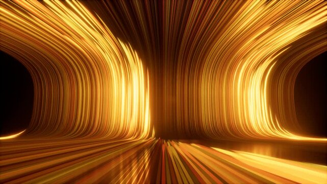 A mesmerizing and dynamic golden light lines animation ideal for stunning visual effects