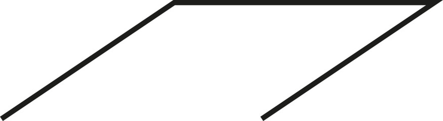 A thick outlined long horizontal rectangle with an exceptionally steep sloping side and no side opening.