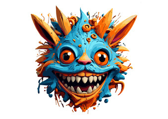Naklejka premium Vibrant Digital Art of a Grotesque Yet Playful Creature A Surreal and Whimsical Design