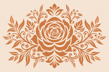 Elegant rose gold decorative pattern with floral elements suitable for backgrounds textiles wallpaper and sophisticated design projects creating a luxurious