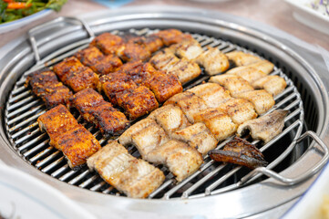 Korean bbq food. Grilled eel
