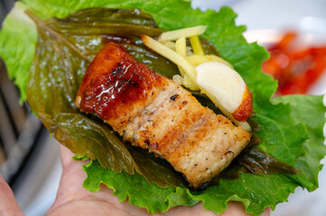 Korean bbq food. Grilled eel