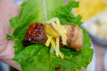 Korean bbq food. Grilled eel