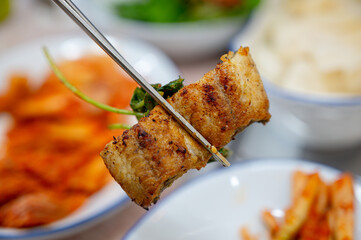 Korean bbq food. Grilled eel