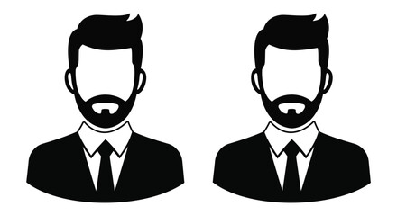 A duo of professional male avatar icons with beards and suits, perfect for user profiles, business directories, or representing male staff