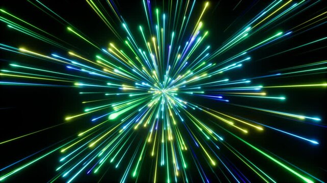 A mesmerizing and dynamic colorful light explosion animation perfect for any celebration or event